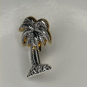 BEST pin brooch or pendant gold and silver two tone palm tree.